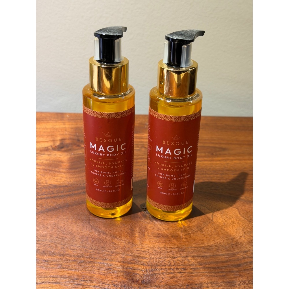 2pk Besque Magic Luxury Body Oil 100ml 3.4oz Nourish Hydrate Smooth Vegan Oil